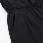 Black Women's Halter Neck Jumpsuit with Cowl Neckline & Wide-Leg Fit — Eva - Close Up Waist Pocket