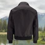 Men's Harrington Jacket with Tartan Lining & Zip-Front Closure - Back Flat