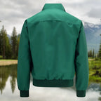 Men's Harrington Jacket with Tartan Lining & Zip-Front Closure - Back Flat Lay