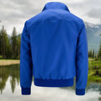 Men's Harrington Jacket with Tartan Lining & Zip-Front Closure - Back Flat Lay