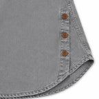 Gray Women's Henley Top — Nell Button-Front Mandarin Collar Tunic - Hem Closeup