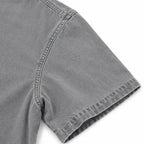 Gray Women's Henley Top — Nell Button-Front Mandarin Collar Tunic - Sleeve Closeup