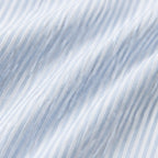 Sky Blue Women's Striped Henley Top — Celia Relaxed-Fit Button-Placket Short Sleeve - Fabric Texture Close Up