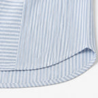 Sky Blue Women's Striped Henley Top — Celia Relaxed-Fit Button-Placket Short Sleeve - Hem Detail