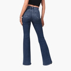 Blue Women's High-Waisted Bootcut Jeans — Sadie Everyday Flared Five-Pocket - Back Full Standing