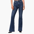 Blue Women's High-Waisted Bootcut Jeans — Sadie Everyday Flared Five-Pocket - Front Close Full