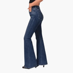 Blue Women's High-Waisted Bootcut Jeans — Sadie Everyday Flared Five-Pocket - Side Detail