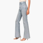 Light Blue Women's High-Waisted Bootcut Jeans — Sadie Everyday Flared Five-Pocket - Side Pose