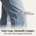 Light Blue Women's High-Waisted Barrel Leg Jeans — Aida Everyday Cropped Curved-Seam - Seam Detail