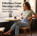 Light Blue Women's High-Waisted Barrel Leg Jeans — Aida Everyday Cropped Curved-Seam - Seated Cafe