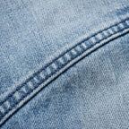 Light Blue Women's High-Waisted Barrel Leg Jeans — Aida Everyday Cropped Curved-Seam - Stitch Detail