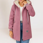 Pink Women's Fleece Jacket with Hood, Drawstring & Pockets