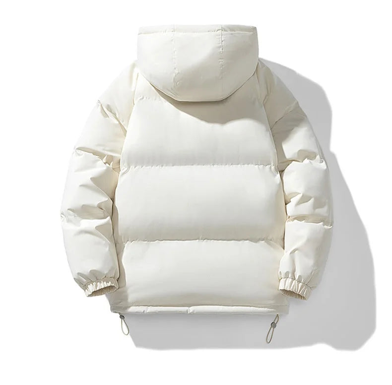 Men's Hooded Puffer Jacket with Zip Closure & Relaxed Fit - Flat Lay Back 2