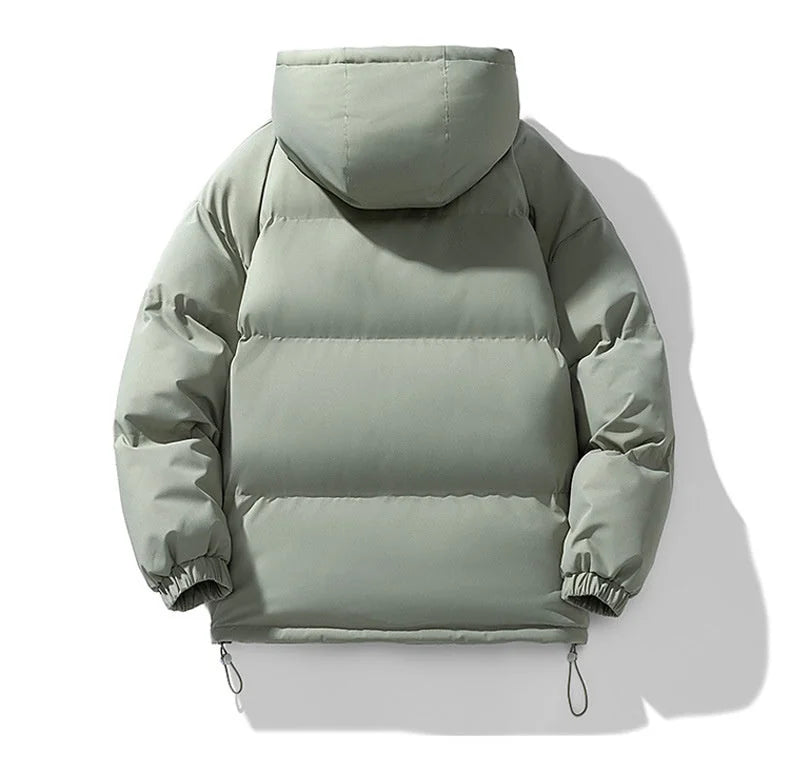 Men's Hooded Puffer Jacket with Zip Closure & Relaxed Fit - Flat Lay Back 5
