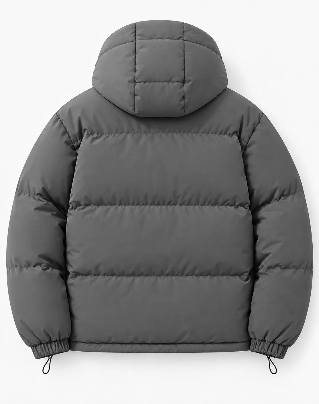 Men's Hooded Puffer Jacket with Zip Closure & Relaxed Fit - Flat Lay Back 7