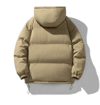 Men's Hooded Puffer Jacket with Zip Closure & Relaxed Fit - Flat Lay Back 3