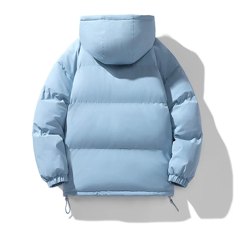 Men's Hooded Puffer Jacket with Zip Closure & Relaxed Fit - Flat Lay Back 1
