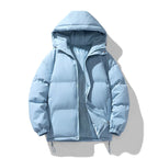 Men's Hooded Puffer Jacket with Zip Closure & Relaxed Fit - Flat Lay Front Open 1