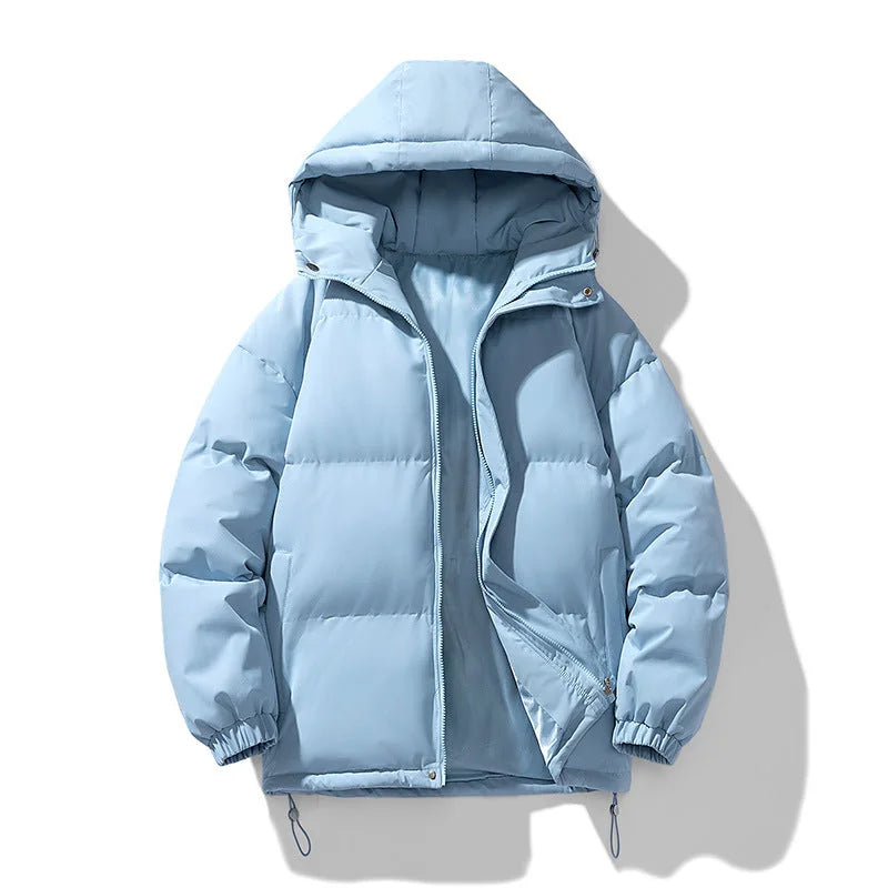 Men's Hooded Puffer Jacket with Zip Closure & Relaxed Fit - Flat Lay Front Open 1