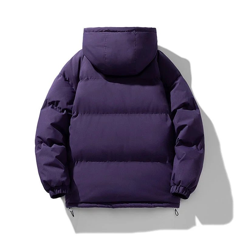 Men's Hooded Puffer Jacket with Zip Closure & Relaxed Fit - Flat Lay Back 4