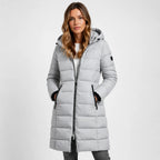 Grey Women's Hooded Puffer Jacket with Zip Front & Side Pockets — Eilidh