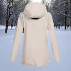 Brown Women's Rain Jacket With Hood — Lena Lightweight Waterproof Zip-Pocket - Back Full View