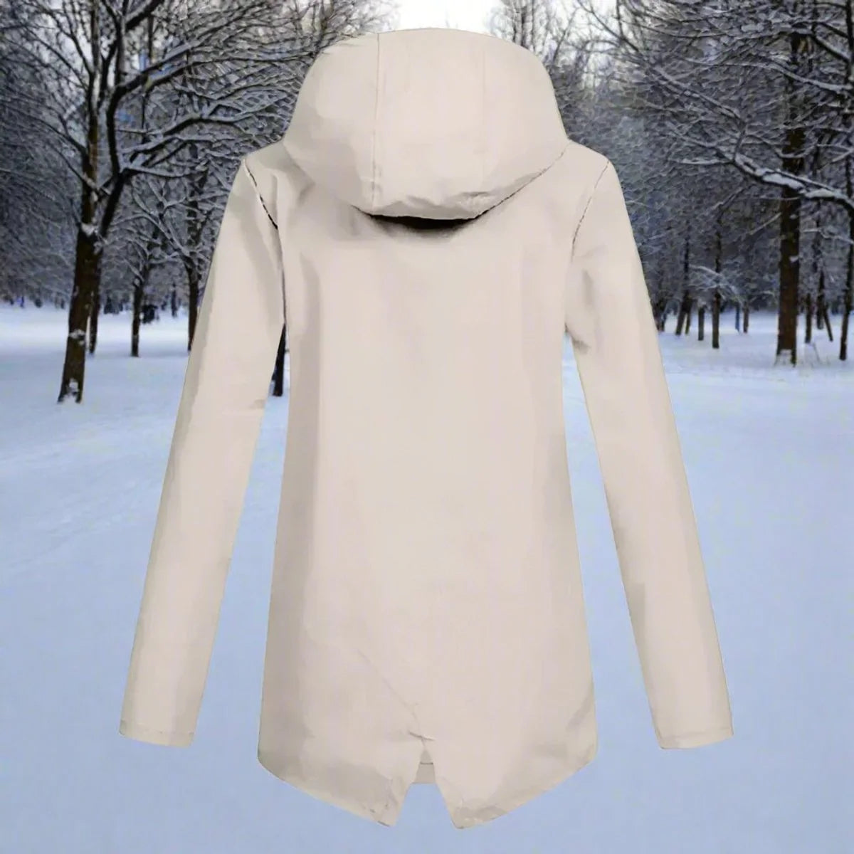 Brown Women's Rain Jacket With Hood — Lena Lightweight Waterproof Zip-Pocket - Back Full View