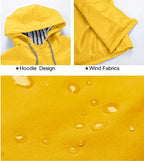 Yellow Women's Rain Jacket With Hood — Catherine Lightweight Waterproof Zip-Up - Hoodie Fabric Detail