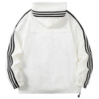 Men's Hooded Jacket with Striped Trim & Zip Pockets - Back Full