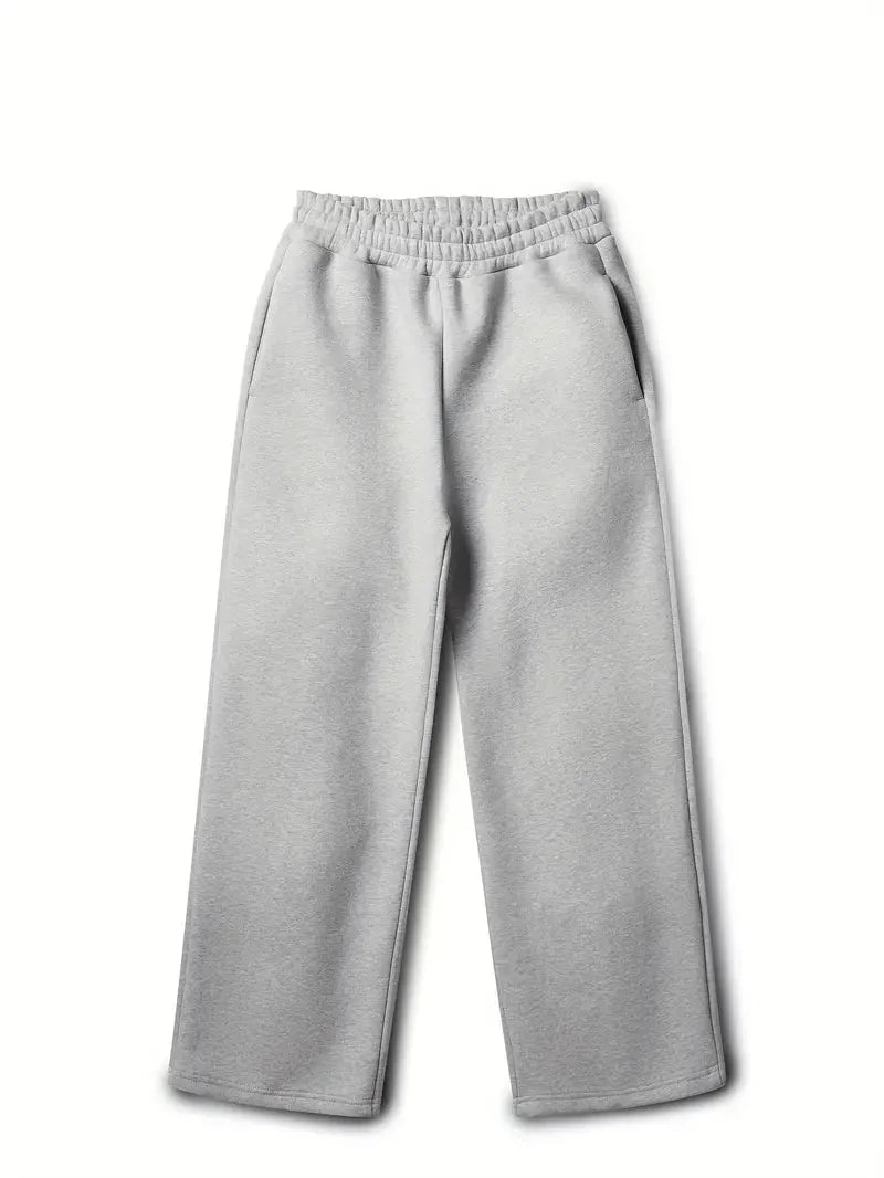 Men's Hooded Tracksuit with Straight-Leg Sweatpants & Drawstring Waist - Flat Lay Pants Alt