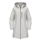 Gray Women's Raincoat With Hood — Alexa Lightweight Waterproof Longline - Flat Lay