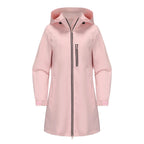 Pink Women's Raincoat With Hood — Alexa Lightweight Waterproof Longline - Flat Lay