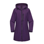 Purple Women's Raincoat With Hood — Alexa Lightweight Waterproof Longline - Flat Lay
