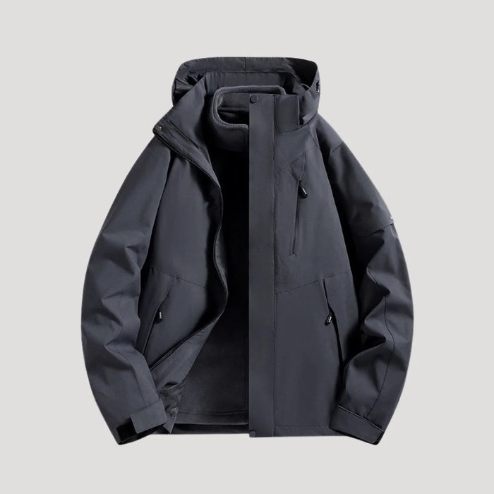 Black Women's Waterproof Hooded Windbreaker Jacket with Zip Front & Pockets