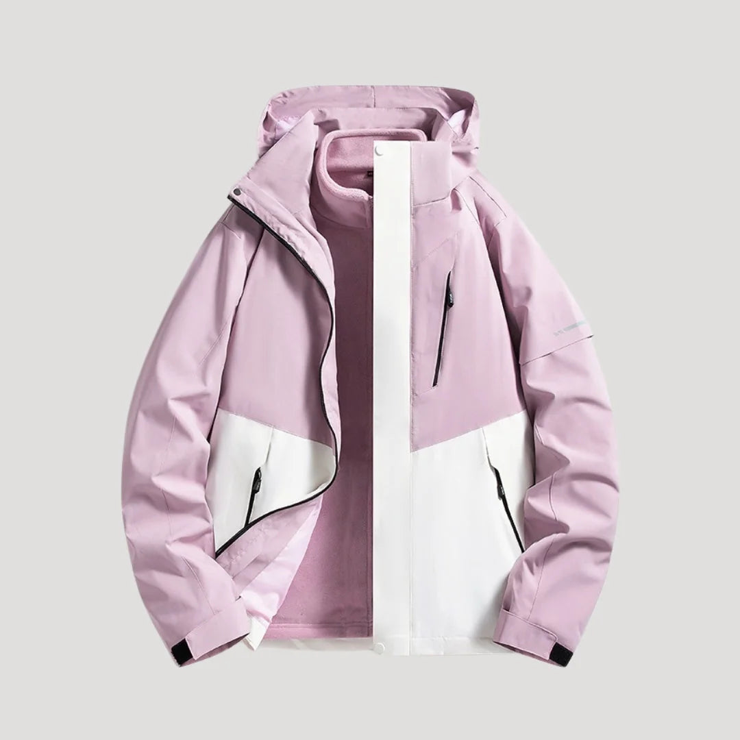 Lilac Women's Waterproof Hooded Windbreaker Jacket with Zip Front & Pockets — Olivia