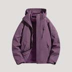 Purple Women's Waterproof Hooded Windbreaker Jacket with Zip Front & Pockets — Olivia