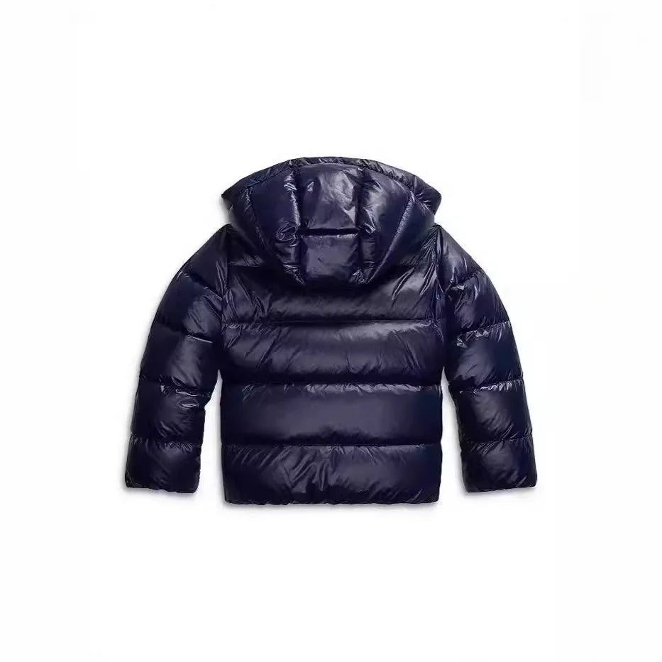 Women's Hooded Winter Jacket with Quilted Structure & Side Pockets - Back Hood Up