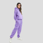 Purple Women's Hoodie Jogger Set with Drawstring Hood & Side Pockets