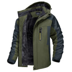 Men's Insulated Hooded Winter Jacket with Zip Pockets & Relaxed Fit - Green Studio Flat Open