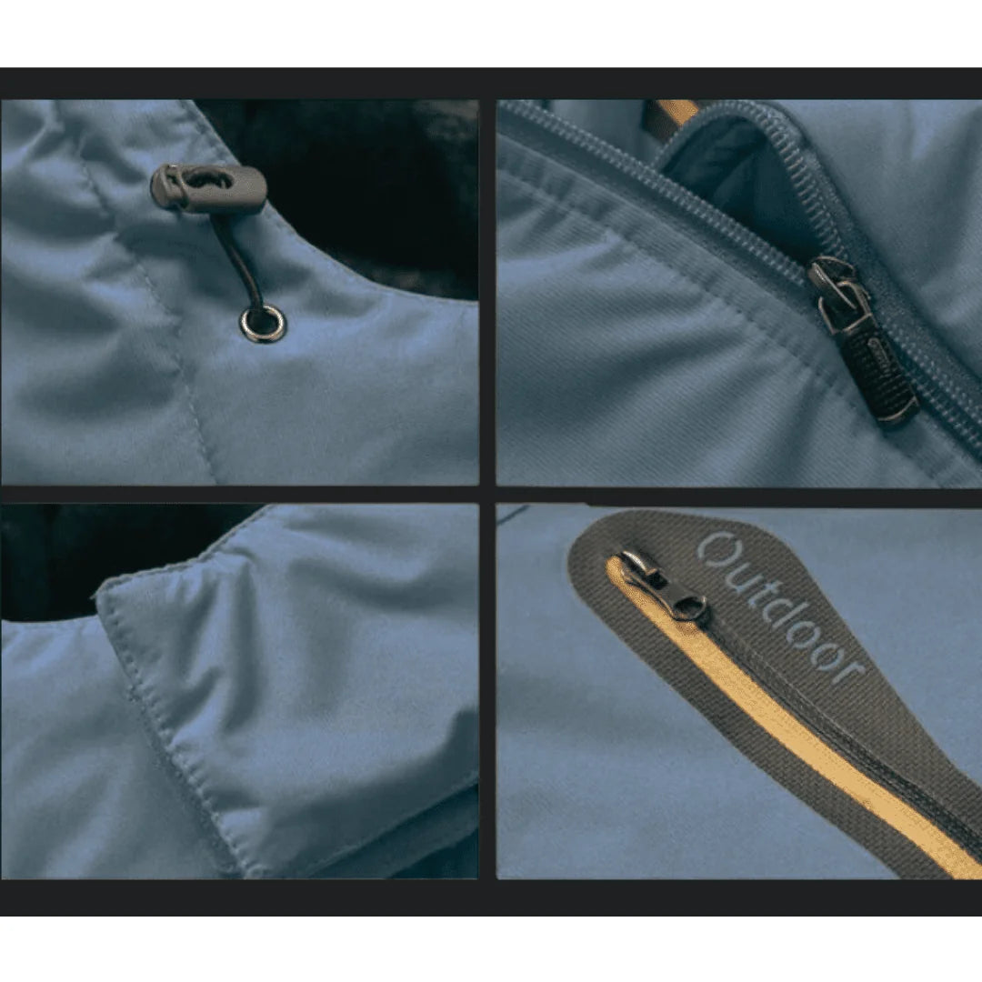 Men's Insulated Hooded Winter Jacket with Zip Pockets & Relaxed Fit - Fabric Closeup