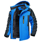 Light Blue Men's Insulated Hooded Winter Jacket with Zip Pockets & Relaxed Fit - Studio Flat