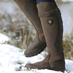 Brown Women's Waterproof Leather Knee High Riding Boots with Cushioned Footbed — Tara - Snow Lifestyle