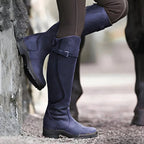 Purple Women's Waterproof Leather Knee High Riding Boots with Cushioned Footbed - Side Pose