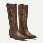 Brown Women's Western Boots — May Cushioned Pointed-Toe Embroidered - Front Pair