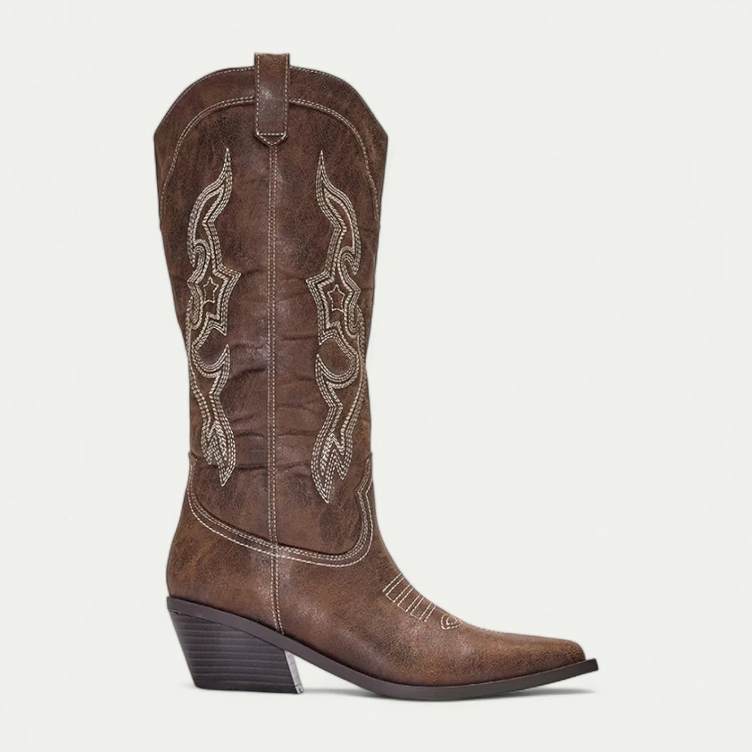 Brown Women's Western Boots — May Cushioned Pointed-Toe Embroidered - Side Profile