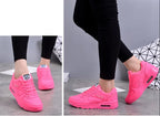 Pink Women's Lace-Up Athletic Sneakers — Diana Faux Leather Cushioned Sole - Side Worn Split