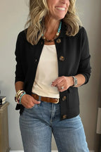 Black Women's Casual Blazer with Lapel Collar & Patch Pockets