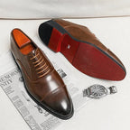 Brown Men's Leather Oxford Shoes — Hayden Tailored Cap-Toe Lace-Up - Sole Display