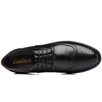 Black Men's Leather Oxford Shoes — Ronan Cushioned Wingtip Brogue - Top View Single