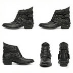 Women's Vintage Chain Boots with Studded Straps & Buckle Detail — Kate